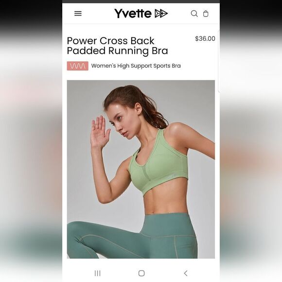 Yvette Power Cross Back Padded Running Bra Size XL NWT High Support - Picture 3 of 14